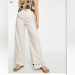 Bershka straight leg linen pants wide leg